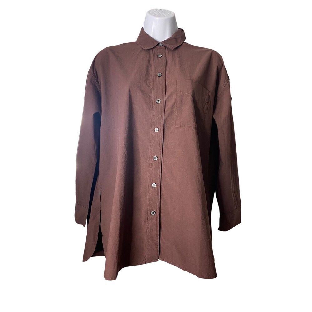 Madewell Womens Button Up Oversized Long Sleeve Brown Shirt Size XXS